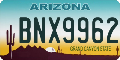 AZ license plate BNX9962