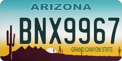 AZ license plate BNX9967