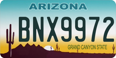 AZ license plate BNX9972