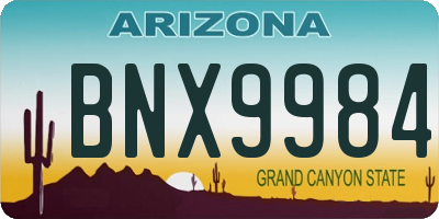 AZ license plate BNX9984