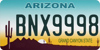 AZ license plate BNX9998