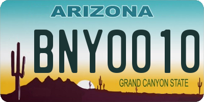 AZ license plate BNY0010