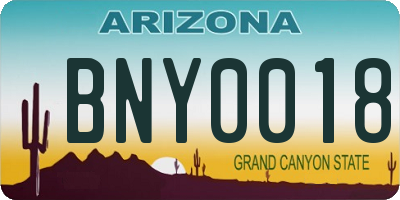 AZ license plate BNY0018