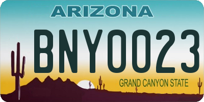 AZ license plate BNY0023