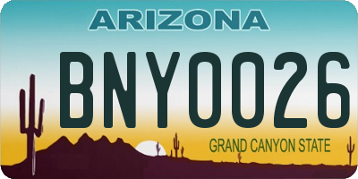 AZ license plate BNY0026
