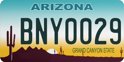 AZ license plate BNY0029