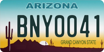 AZ license plate BNY0041