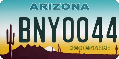AZ license plate BNY0044