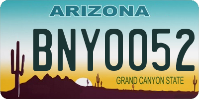 AZ license plate BNY0052