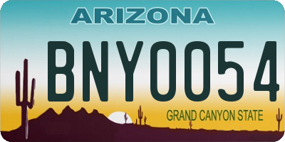 AZ license plate BNY0054