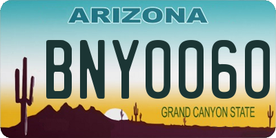 AZ license plate BNY0060