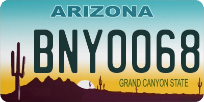 AZ license plate BNY0068
