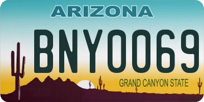 AZ license plate BNY0069