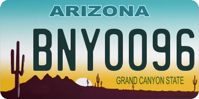 AZ license plate BNY0096