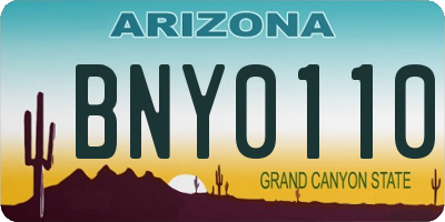 AZ license plate BNY0110