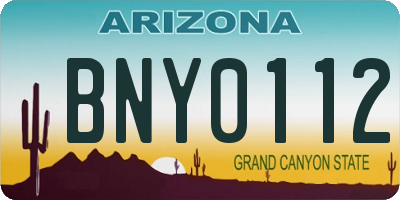 AZ license plate BNY0112