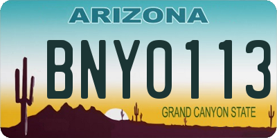 AZ license plate BNY0113