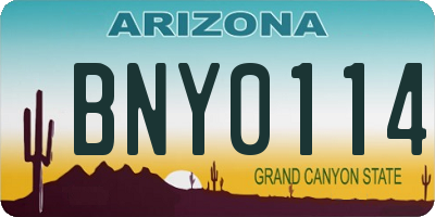 AZ license plate BNY0114