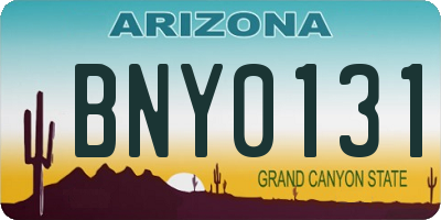 AZ license plate BNY0131