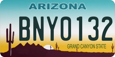 AZ license plate BNY0132