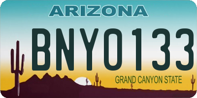 AZ license plate BNY0133