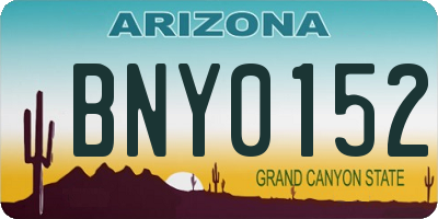 AZ license plate BNY0152