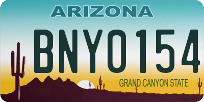 AZ license plate BNY0154