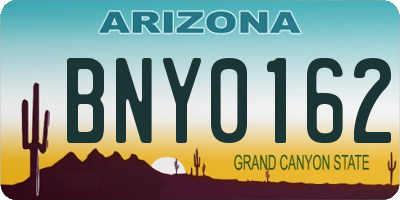AZ license plate BNY0162