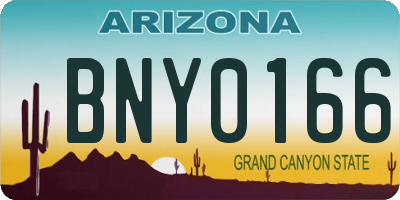 AZ license plate BNY0166