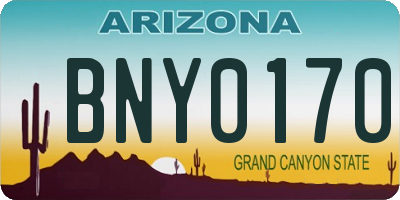 AZ license plate BNY0170