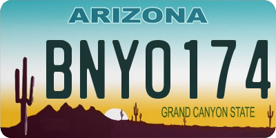 AZ license plate BNY0174