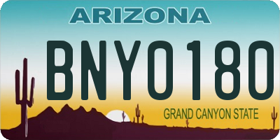 AZ license plate BNY0180