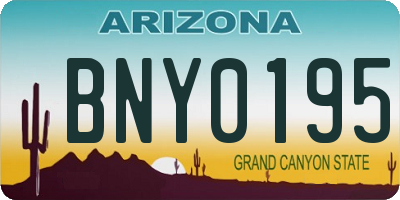 AZ license plate BNY0195