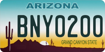 AZ license plate BNY0200