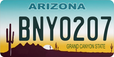 AZ license plate BNY0207