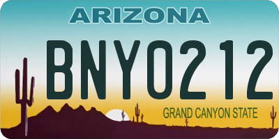 AZ license plate BNY0212