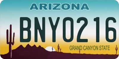 AZ license plate BNY0216