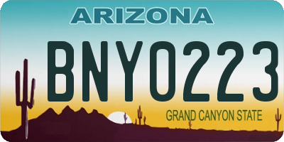 AZ license plate BNY0223