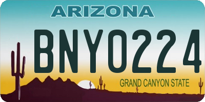 AZ license plate BNY0224