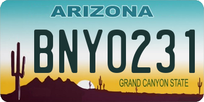 AZ license plate BNY0231
