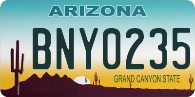 AZ license plate BNY0235