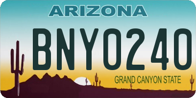 AZ license plate BNY0240