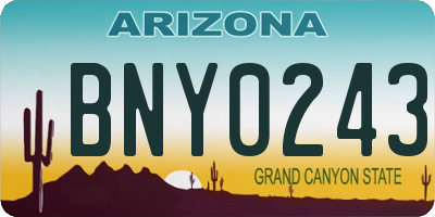 AZ license plate BNY0243