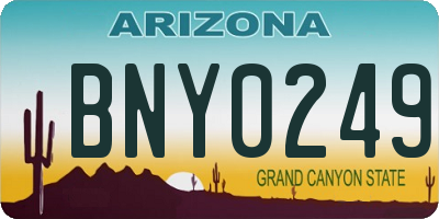 AZ license plate BNY0249