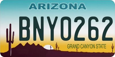AZ license plate BNY0262