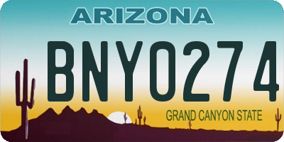 AZ license plate BNY0274