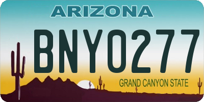 AZ license plate BNY0277