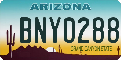 AZ license plate BNY0288