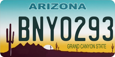 AZ license plate BNY0293