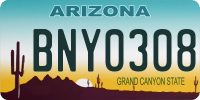 AZ license plate BNY0308